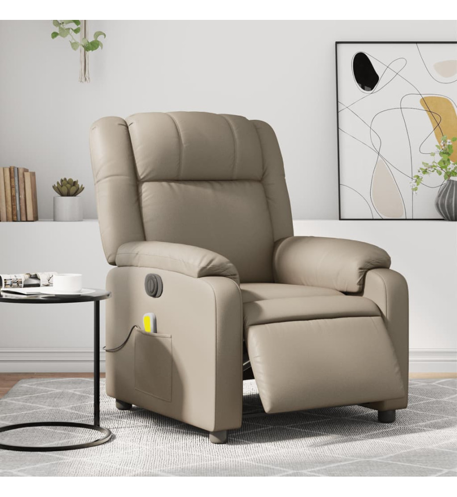 Fauteuil de massage inclinable électrique cappuccino similicuir