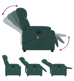 Fauteuil de massage inclinable électrique Vert foncé Tissu