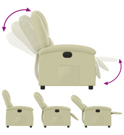 Fauteuil inclinable électrique crème cuir véritable