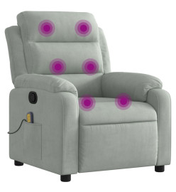 Fauteuil de massage inclinable gris clair velours