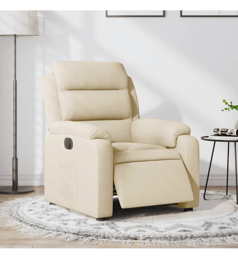 Fauteuil inclinable électrique Crème Tissu