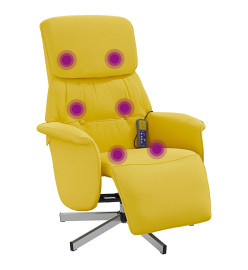 Fauteuil inclinable de massage repose-pieds jaune clair tissu