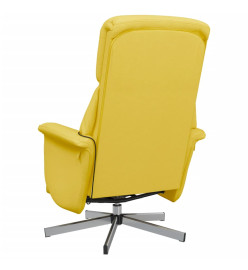 Fauteuil inclinable de massage repose-pieds jaune clair tissu