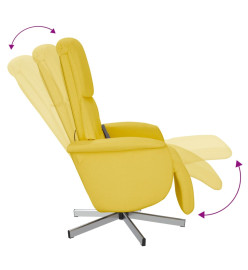 Fauteuil inclinable de massage repose-pieds jaune clair tissu