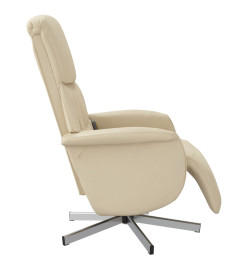 Fauteuil inclinable de massage avec repose-pieds crème tissu