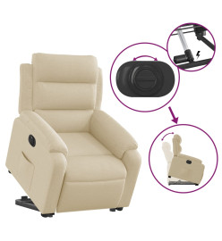 Fauteuil inclinable électrique crème tissu