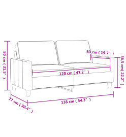 Canapé à 2 places Crème 120 cm Velours