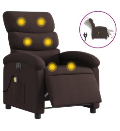 Fauteuil de massage inclinable électrique Marron foncé Tissu