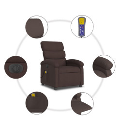 Fauteuil de massage inclinable électrique Marron foncé Tissu