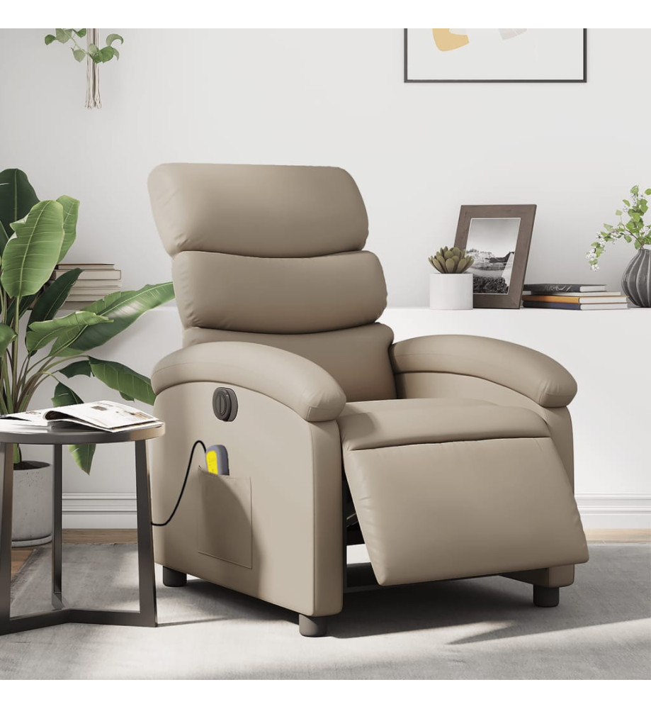 Fauteuil de massage inclinable électrique cappuccino similicuir