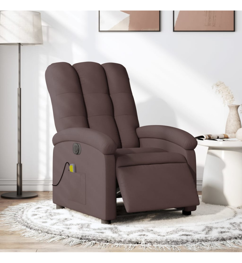 Fauteuil de massage inclinable électrique Marron foncé Tissu