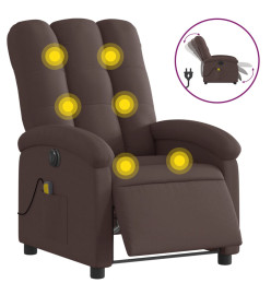 Fauteuil de massage inclinable électrique Marron foncé Tissu