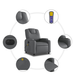 Fauteuil de massage inclinable électrique gris similicuir