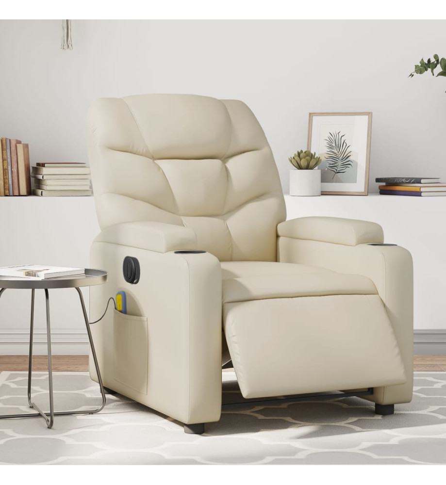 Fauteuil de massage inclinable électrique crème similicuir