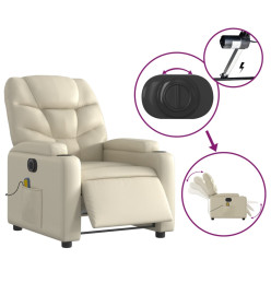 Fauteuil de massage inclinable électrique crème similicuir