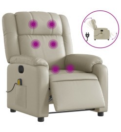 Fauteuil de massage inclinable électrique crème similicuir