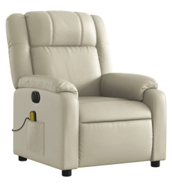 Fauteuil de massage inclinable électrique crème similicuir