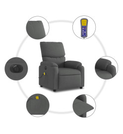 Fauteuil inclinable de massage électrique gris foncé tissu