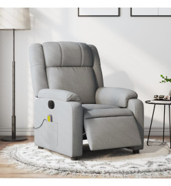 Fauteuil de massage inclinable électrique gris clair tissu