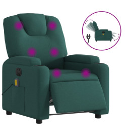 Fauteuil de massage inclinable électrique Vert foncé Tissu