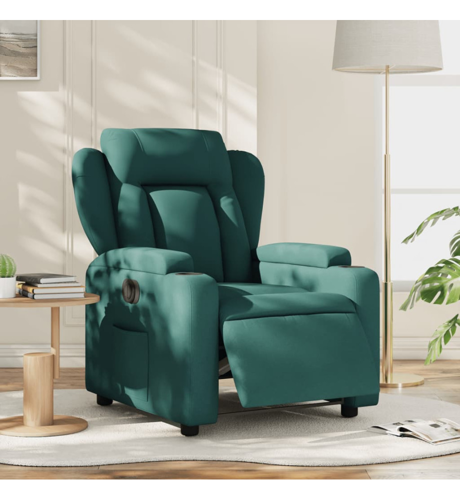 Fauteuil inclinable électrique Vert foncé Tissu