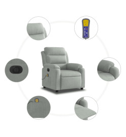 Fauteuil inclinable électrique de massage gris clair velours