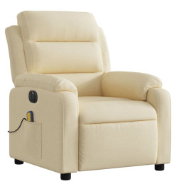 Fauteuil inclinable de massage électrique crème tissu