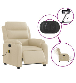 Fauteuil inclinable de massage électrique crème tissu