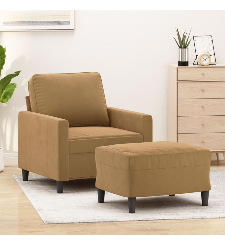 Fauteuil avec repose-pied Marron 60 cm Velours