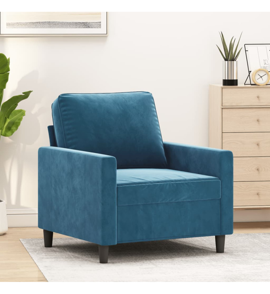 Fauteuil Bleu 60 cm Velours