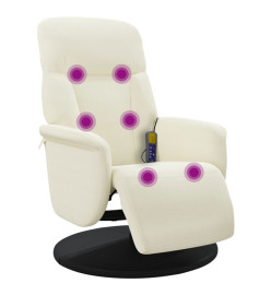 Fauteuil inclinable de massage avec repose-pieds crème velours