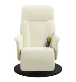 Fauteuil inclinable de massage avec repose-pieds crème velours