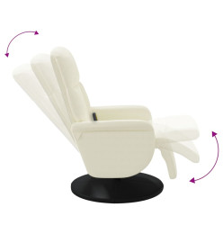 Fauteuil inclinable de massage avec repose-pieds crème velours