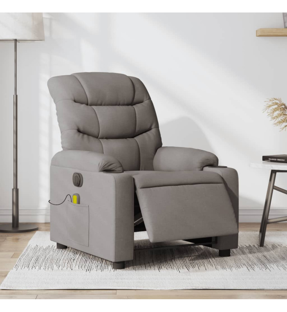 Fauteuil de massage inclinable électrique Taupe Tissu