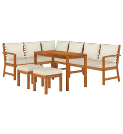 Ensemble de salle à manger de jardin coussins 7 pcs Bois acacia