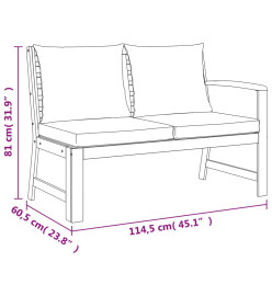 Ensemble de salle à manger de jardin coussins 7 pcs Bois acacia