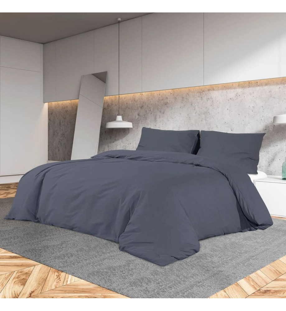 Ensemble de housse de couette Anthracite 200x200 cm Coton