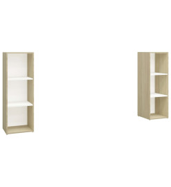 Meubles TV 2 pcs Blanc et chêne sonoma 107x35x37 cm Aggloméré