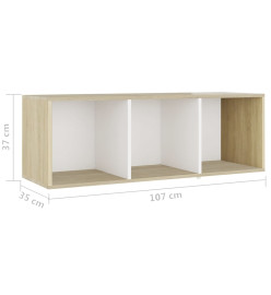 Meubles TV 4 pcs Blanc et chêne sonoma 107x35x37 cm Aggloméré