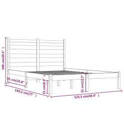 Cadre de lit Noir Bois de pin massif 120x190 cm Petit Double