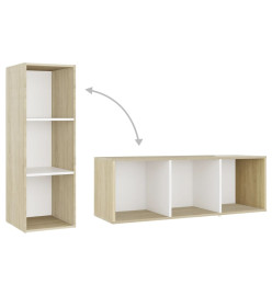 Meubles TV 2 pcs Blanc et chêne sonoma 107x35x37 cm Aggloméré