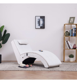 Chaise longue de massage avec oreiller Blanc Similicuir