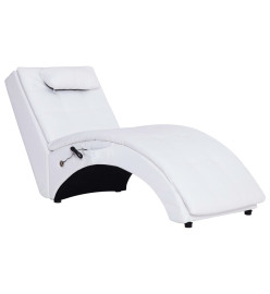 Chaise longue de massage avec oreiller Blanc Similicuir