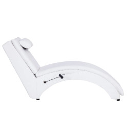 Chaise longue de massage avec oreiller Blanc Similicuir