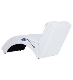 Chaise longue de massage avec oreiller Blanc Similicuir