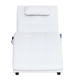 Chaise longue de massage avec oreiller Blanc Similicuir