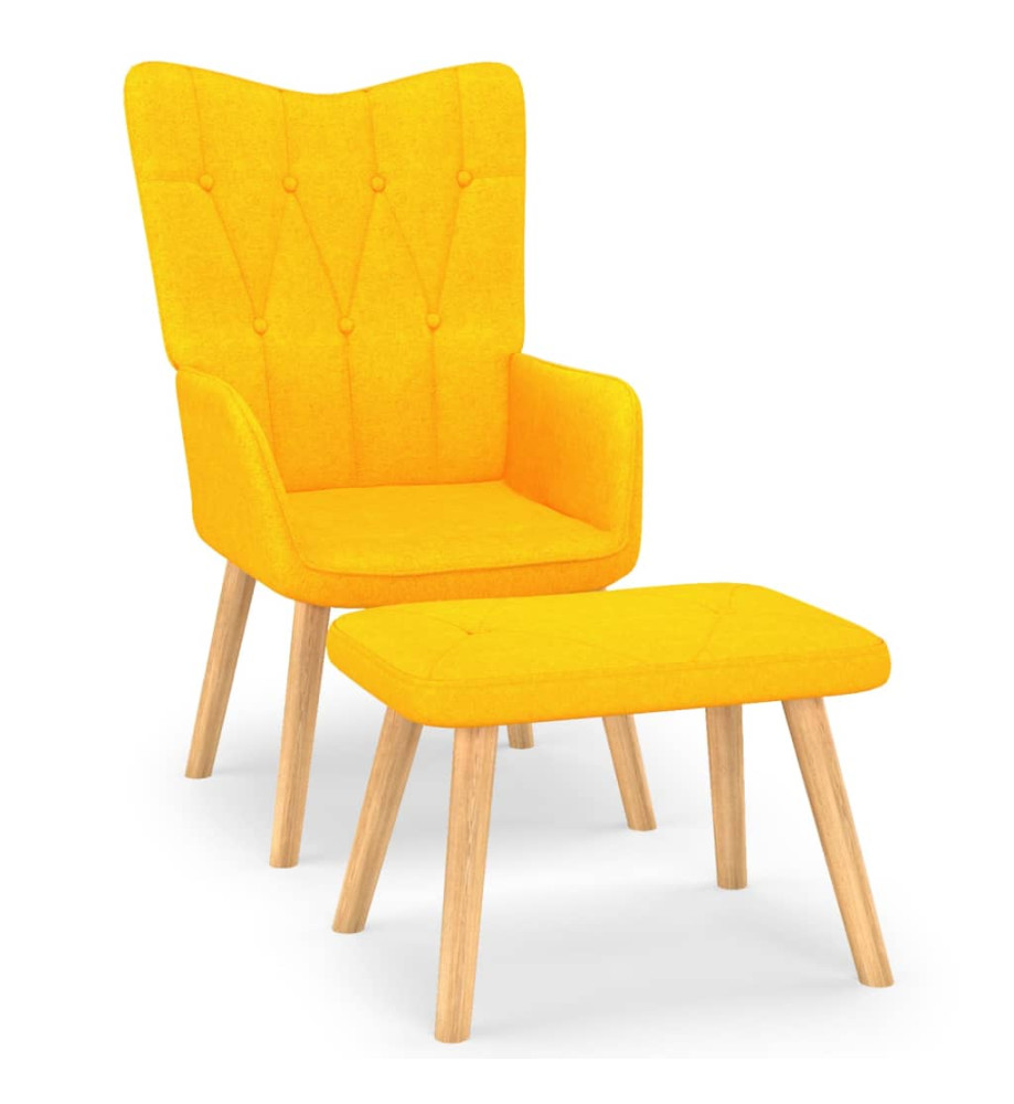 Chaise de relaxation avec tabouret Jaune moutarde Tissu