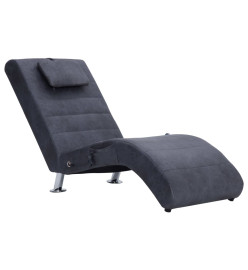 Chaise longue de massage avec oreiller Gris Similicuir daim