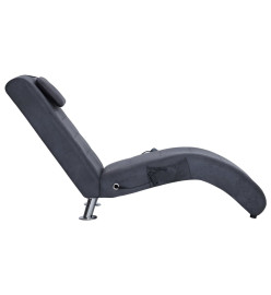 Chaise longue de massage avec oreiller Gris Similicuir daim