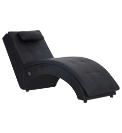 Chaise longue de massage avec oreiller Noir Similicuir